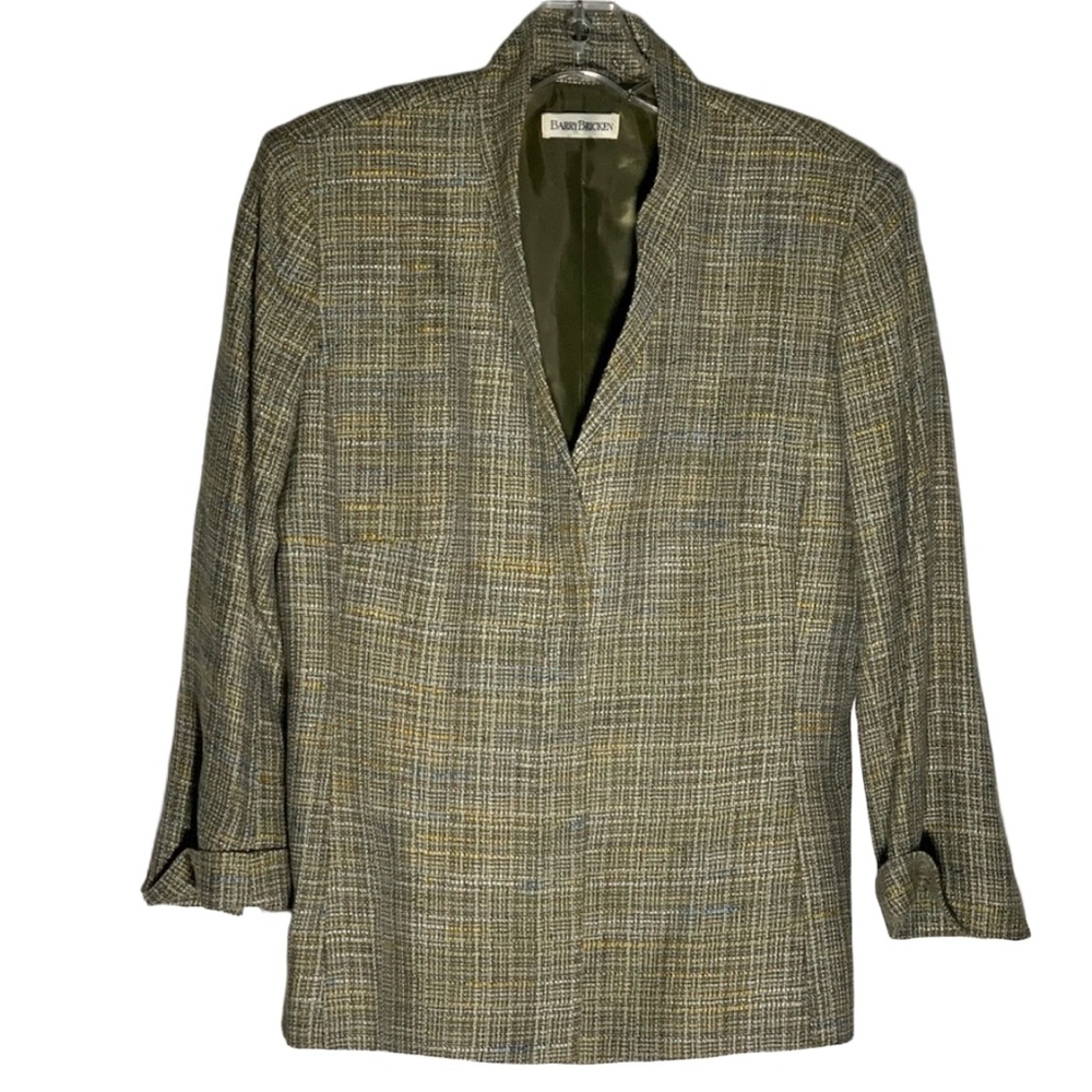 BARRY BRICKEN Olive, Gold, White, Blue Tweed Blazer